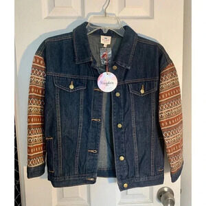 New With Tags Hayden Girls Jean Denim Jacket With Knit Arms Size 11/12